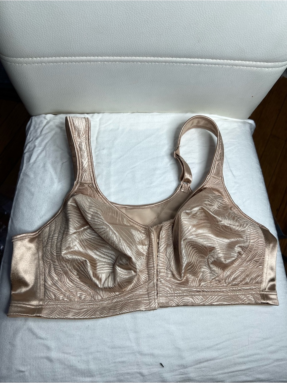 Playtex Satin-Textured Front Closure Bra in Light Beige